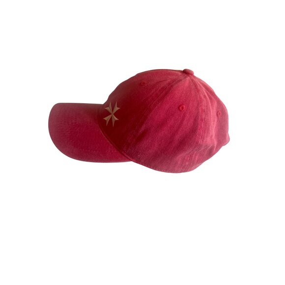 Red Cotton Baseball Cap Embroidered Malta & Maltese Cross Adjustable Strapback - Picture 2 of 6